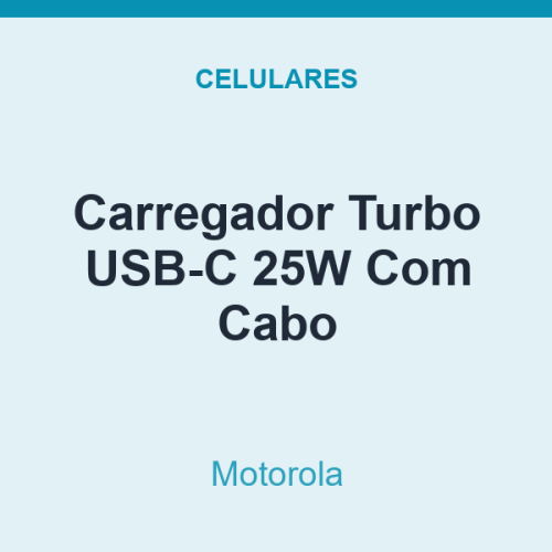 Carregador Turbo USB-C Motorola 25W Com Cabo