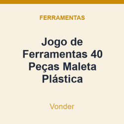 Jogo de Ferramentas Vonder 40 Peças Maleta Plástica