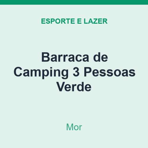 Barraca de Camping Mor 3 Pessoas Verde