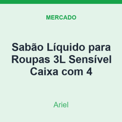 Sabão Líquido para Roupas 3L Ariel Sensível Caixa com 4