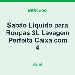 Sabão Líquido para Roupas 3L Ariel Lavagem Perfeita Caixa com 4