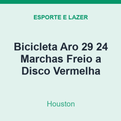 Bicicleta Aro 29 Houston 24 Marchas Freio a Disco Vermelha
