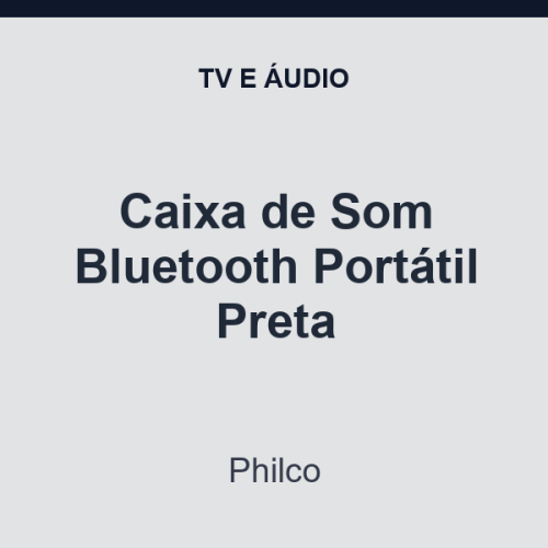 Caixa de Som Bluetooth Philco Portátil Preta