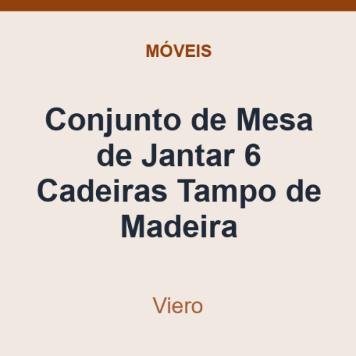 Conjunto de Mesa de Jantar Viero 6 Cadeiras Tampo de Madeira