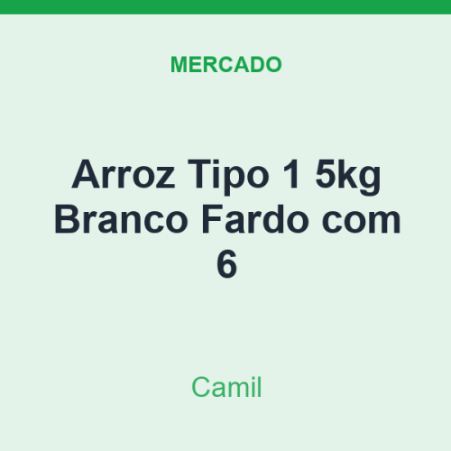 Arroz Tipo 1 5kg Camil Branco Fardo com 6