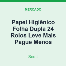 Papel Higiênico Folha Dupla Scott 24 Rolos Leve Mais Pague Menos