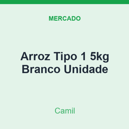 Arroz Tipo 1 5kg Camil Branco Unidade