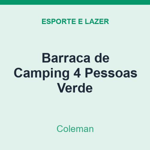 Barraca de Camping Coleman 4 Pessoas Verde