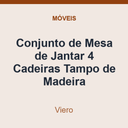 Conjunto de Mesa de Jantar Viero 4 Cadeiras Tampo de Madeira