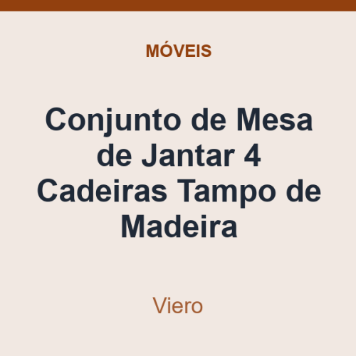 Conjunto de Mesa de Jantar Viero 4 Cadeiras Tampo de Madeira