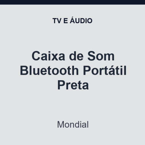 Caixa de Som Bluetooth Mondial Portátil Preta