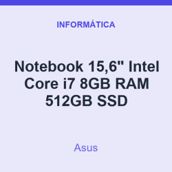 Notebook 15,6" Asus Intel Core i7 8GB RAM 512GB SSD