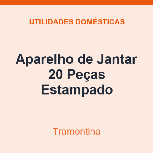 Aparelho de Jantar Tramontina 20 Peças Estampado