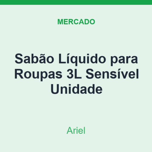 Sabão Líquido para Roupas 3L Ariel Sensível Unidade