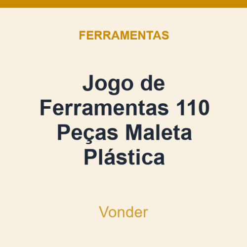 Jogo de Ferramentas Vonder 110 Peças Maleta Plástica