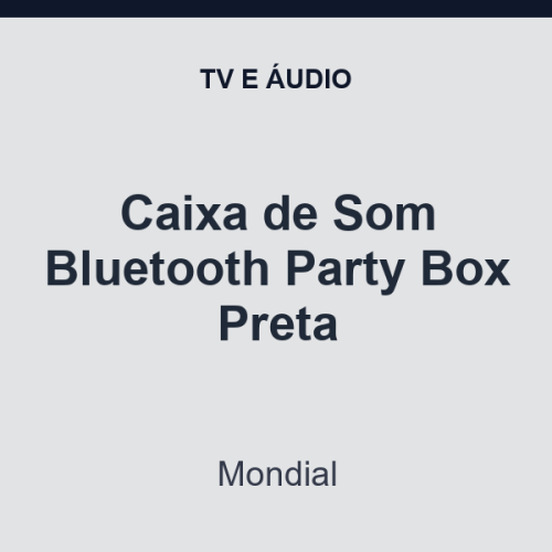 Caixa de Som Bluetooth Mondial Party Box Preta