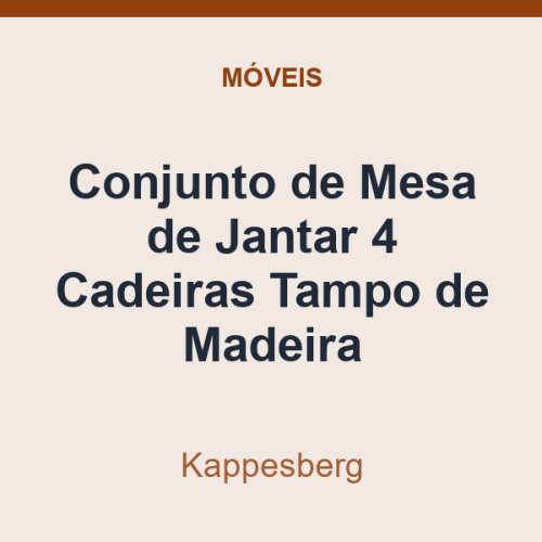 Conjunto de Mesa de Jantar Kappesberg 4 Cadeiras Tampo de Madeira
