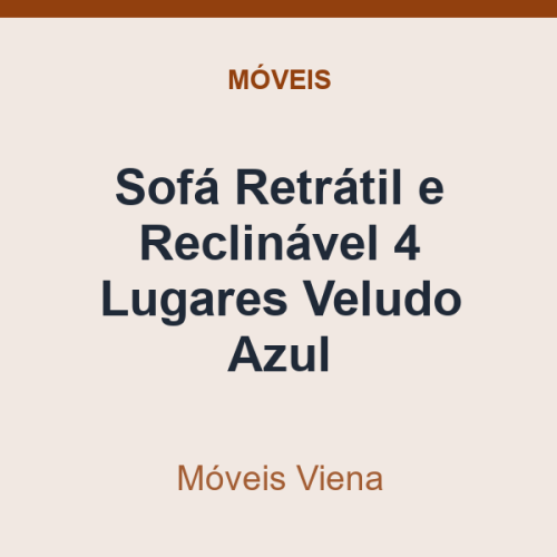 Sofá Retrátil e Reclinável Móveis Viena 4 Lugares Veludo Azul