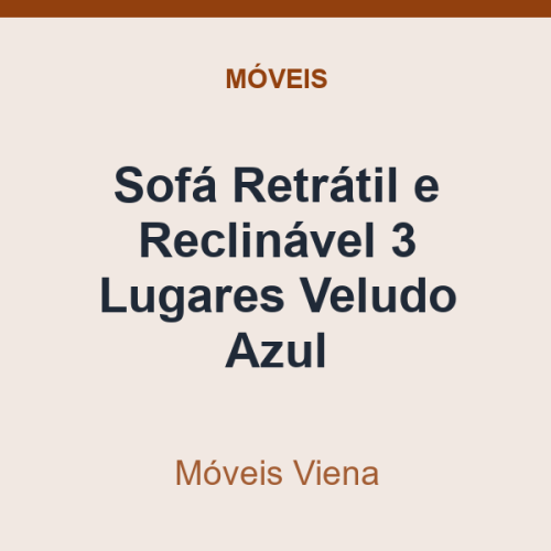 Sofá Retrátil e Reclinável Móveis Viena 3 Lugares Veludo Azul