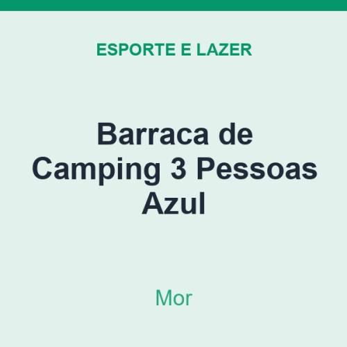 Barraca de Camping Mor 3 Pessoas Azul