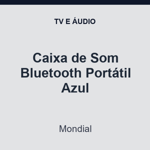 Caixa de Som Bluetooth Mondial Portátil Azul